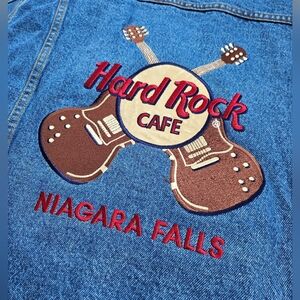 NWT Hard Rock Cafe Guitars Denim Jacket Button Front Jean Embroidered S Unisex